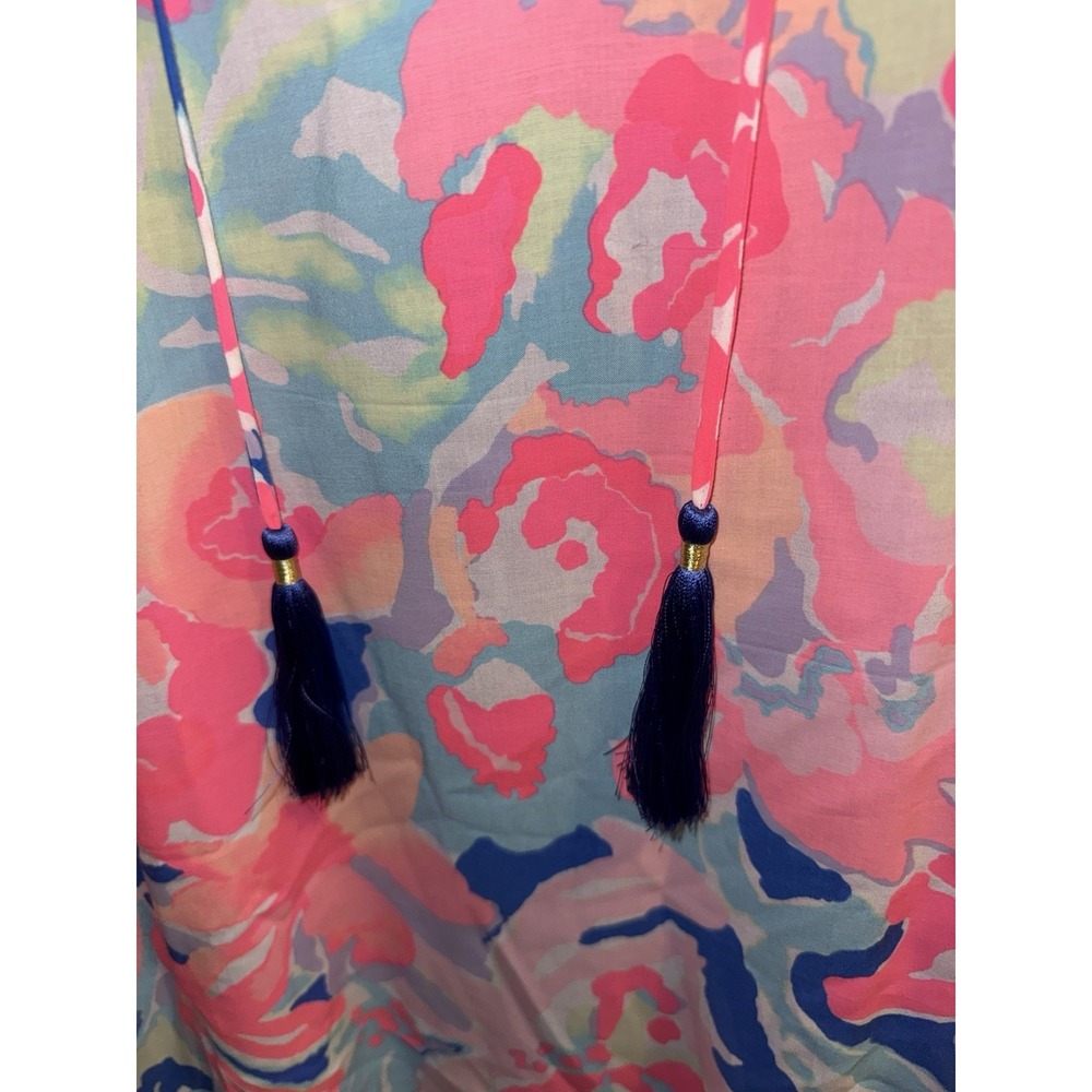 Lilly Pulitzer‎ Benicia Tunic Dress Playa Hermosa Slit Sleeves Tassels Size L - Picture 4 of 8
